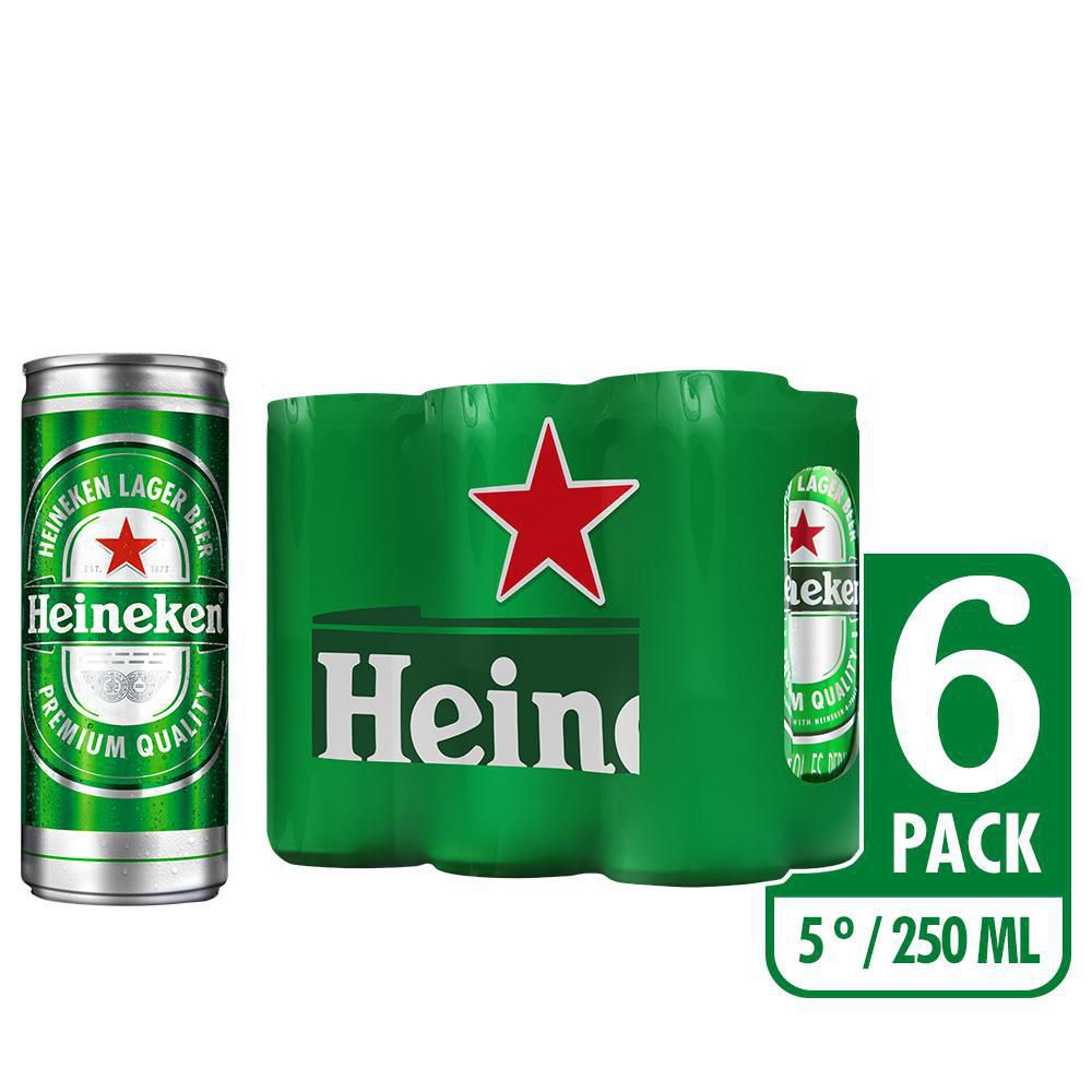 Cerveza Heineken SixPack Lata x 6 Und (250 ml c.u) - exito.com