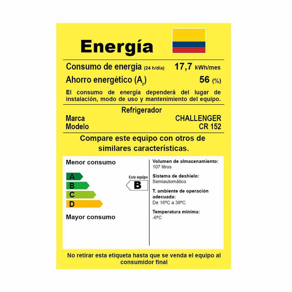 Minibar 121 Litros con Congelador CR152 Gris 