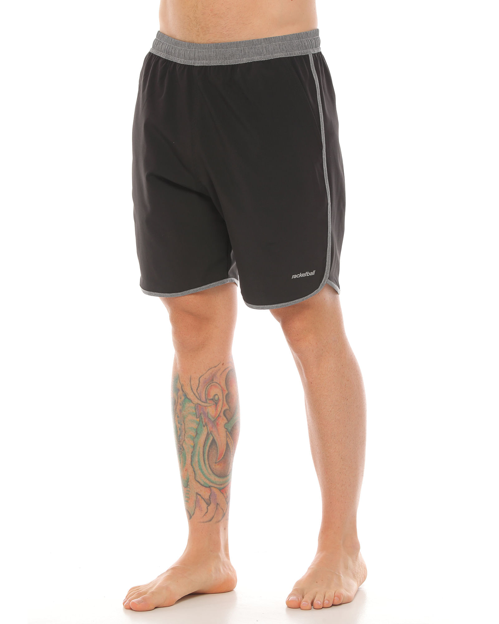 Pantaloneta Deportiva, Color Negro/Jaspe Para Hombre