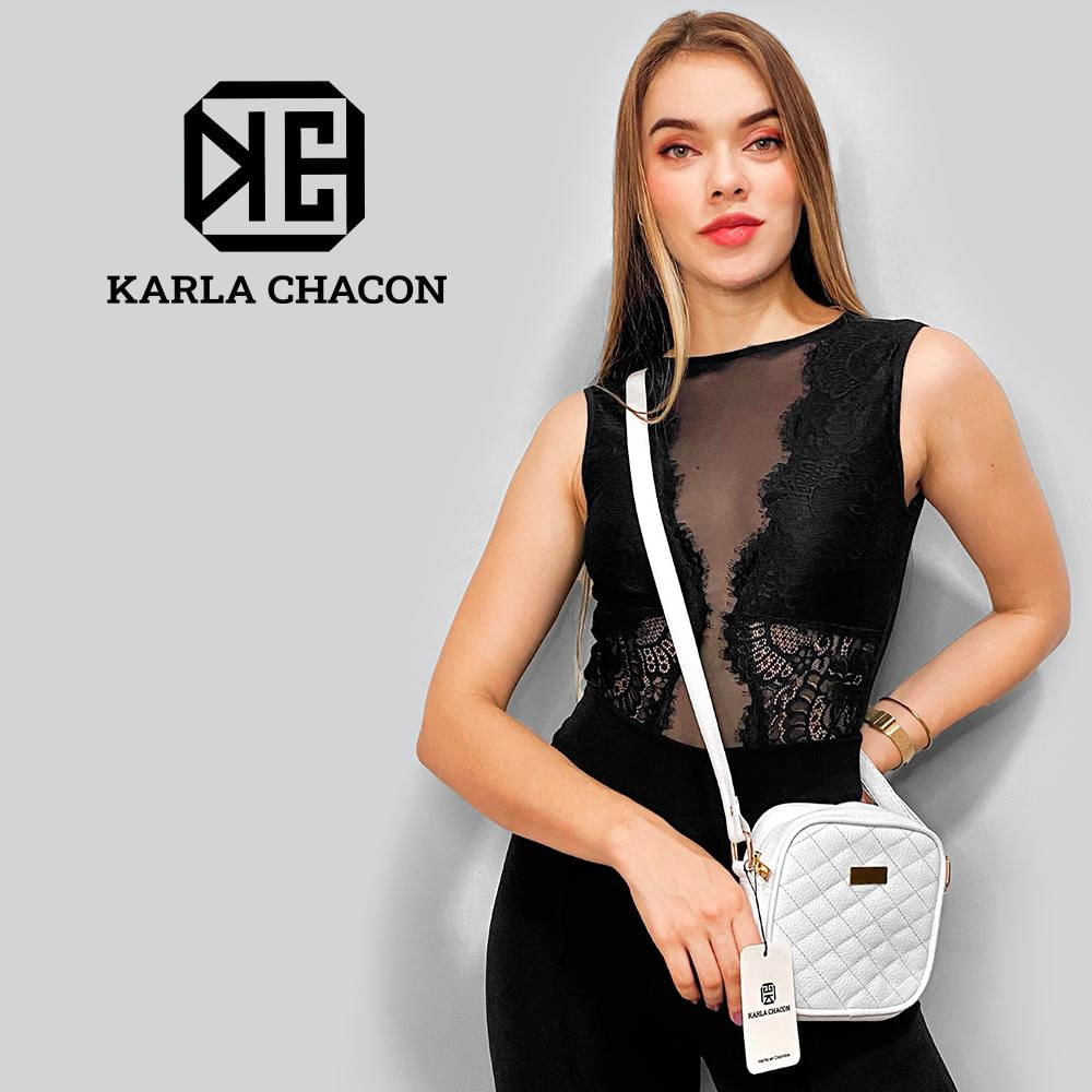 Bolso Manos Libres Pequeño Cruzado Dama Mujer Karla Chacon Sade Blanco 2588