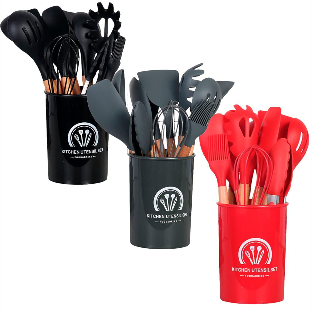 Set De Utensilios Para Cocina X12 Unidades Calidad Suprema Negro