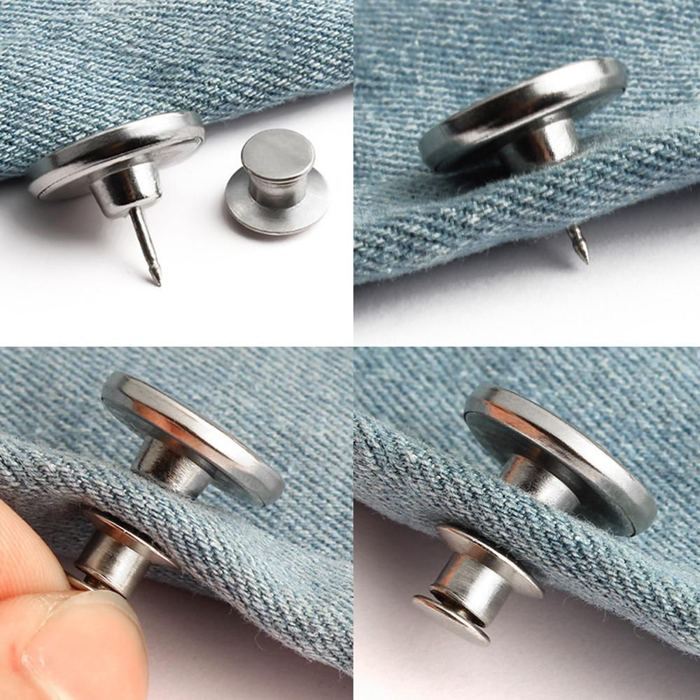 Sewroro 8 botones ajustables para jeans, conejo, sin costuras, botones  instantáneos, sin clavos, botones de metal extraíbles, pines para jeans