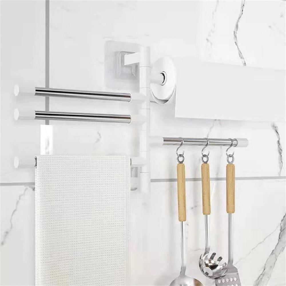  Toallero eléctrico de 4 bares para baño, calentador de toallas  giratorio portátil montado en la pared, estante de secado de acero  inoxidable 304, eficiencia energética, 51 W, enchufe : Hogar y Cocina