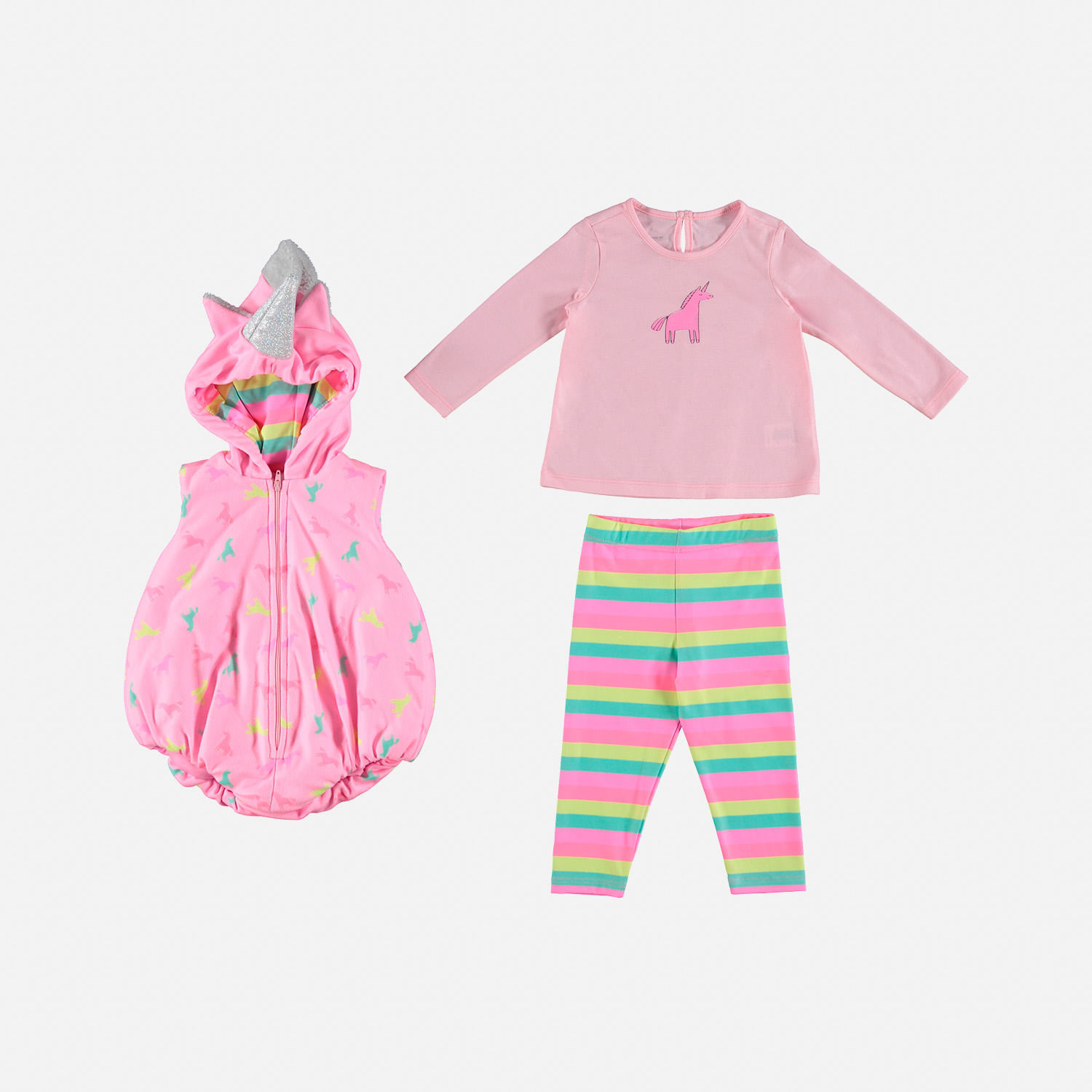 Conjunto rosado de 3 piezas de unicornio para bebé niña img #3