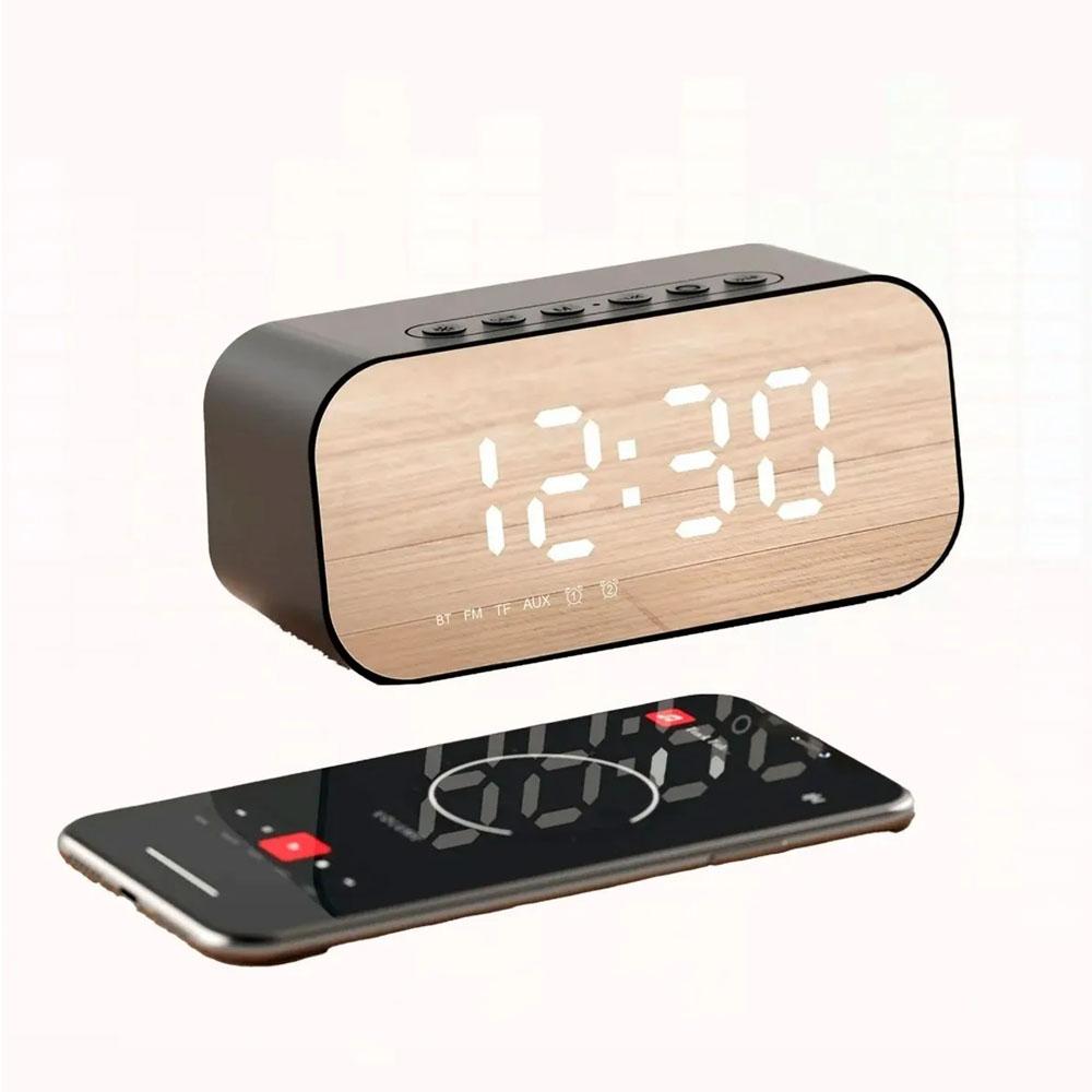 Parlante despertador radio reloj digital recargable con bluetooth