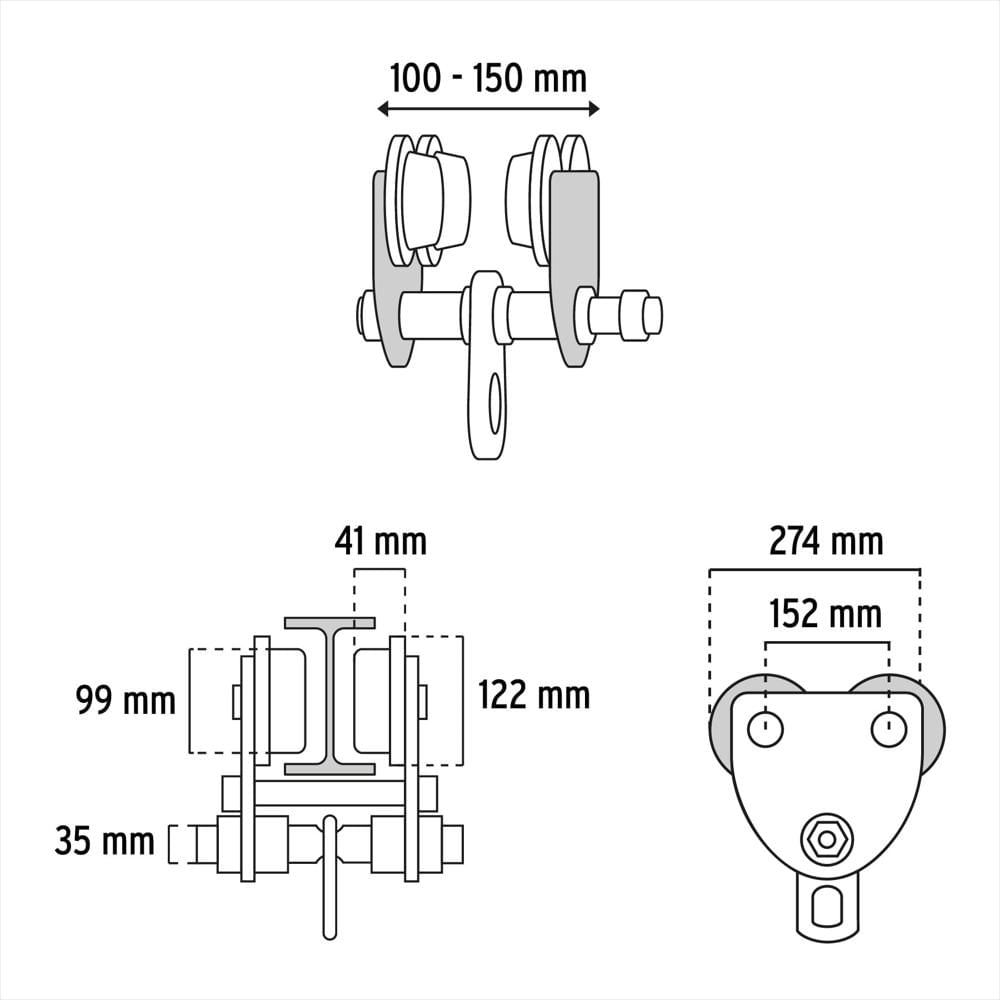 Trole De Carga Vigas Ips E Ipr Ajustable De 3 Toneladas Truper img #3