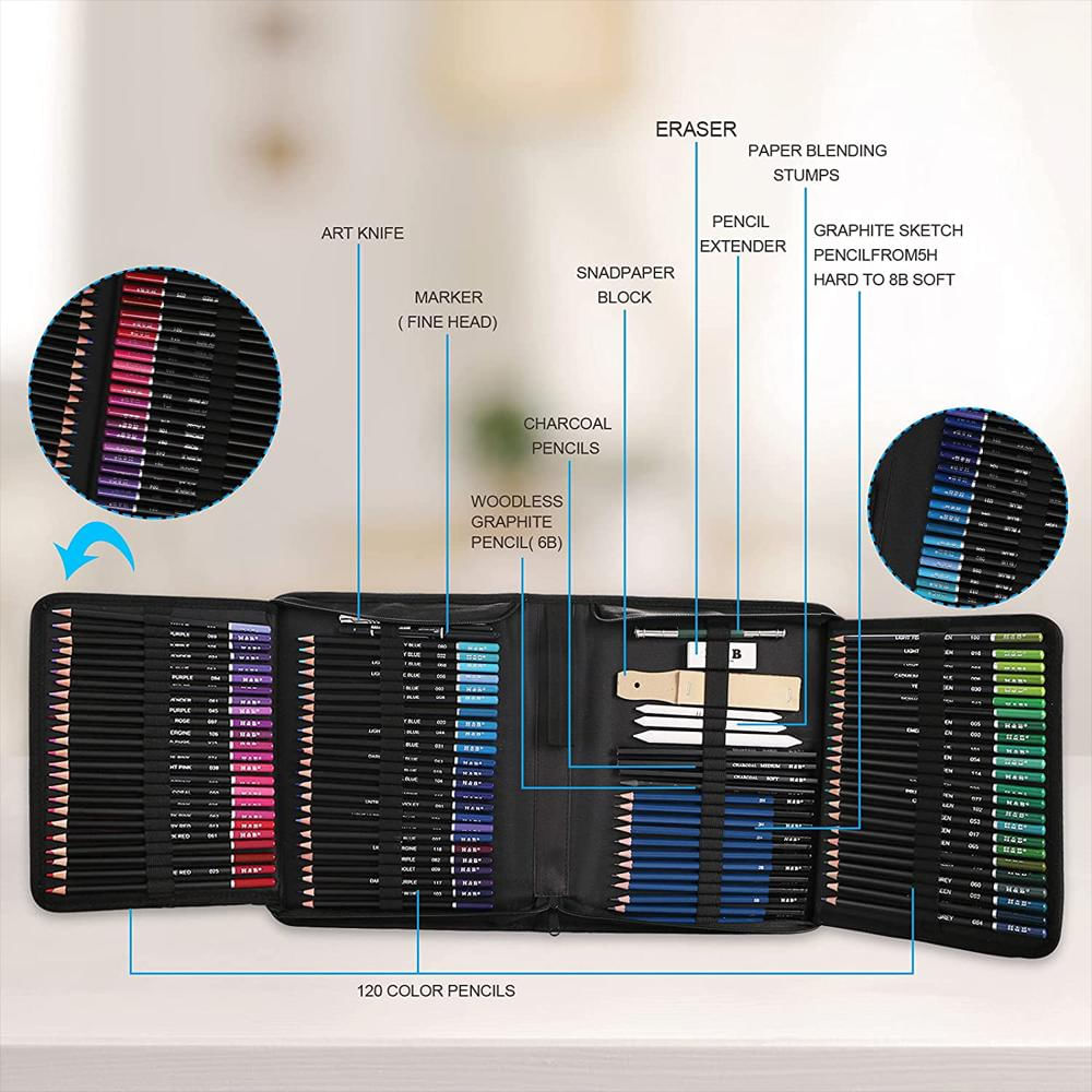 Set De Arte Profesional Kit De Dibujo Colores Profesionales