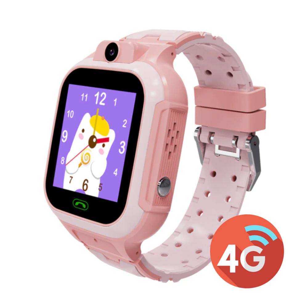 T28 - Reloj inteligente 4G rosa para niños, camuflaje resistente al agua  para niños y niñas, con rastreador GPS y tarjeta SIM, chat de voz y video