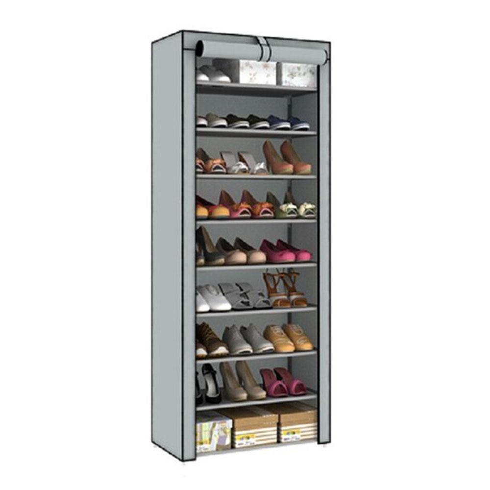 SONGMICS Zapatero, organizador de zapatos de 9 niveles con cubierta de tela  no tejida, estante de almacenamiento de zapatos para 40-50 pares de
