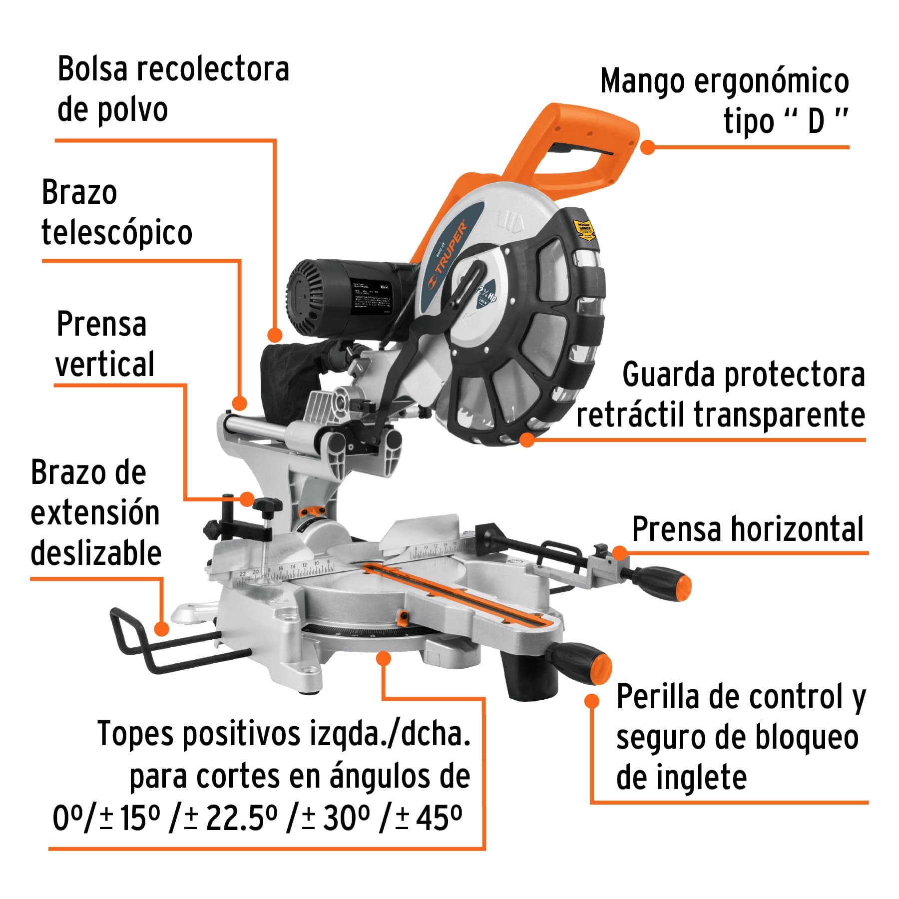 Sierra De Inglete 12" Telescopica 2 3/4 Hp Truper img #2