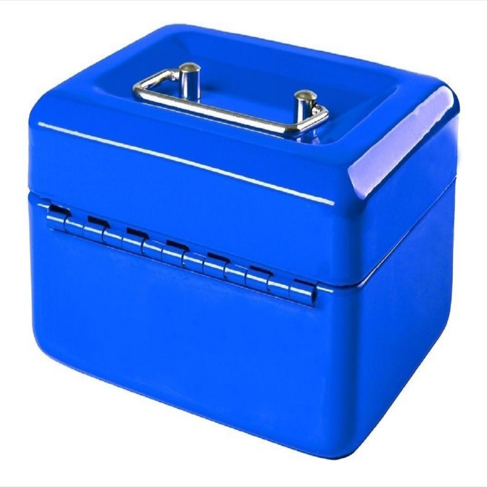 Caja Dinero Metalica Económica Azul C/llave Detalles Uso