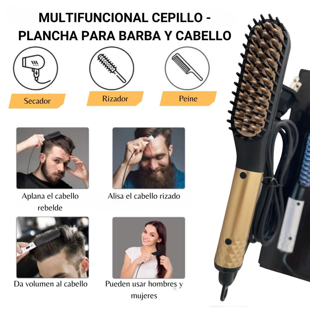 Cepillo Peine El ctrico Alisador Para Barba Y Cabello Masculino