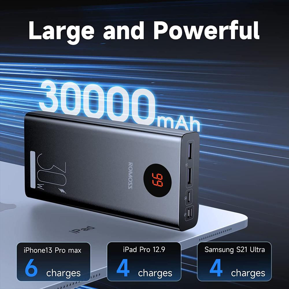 Romoss power bank 30000mAh 30W bateria externa carga rapida bateria  portátil 30000 powerbank para iPhone Xiaomi 13 - AliExpress