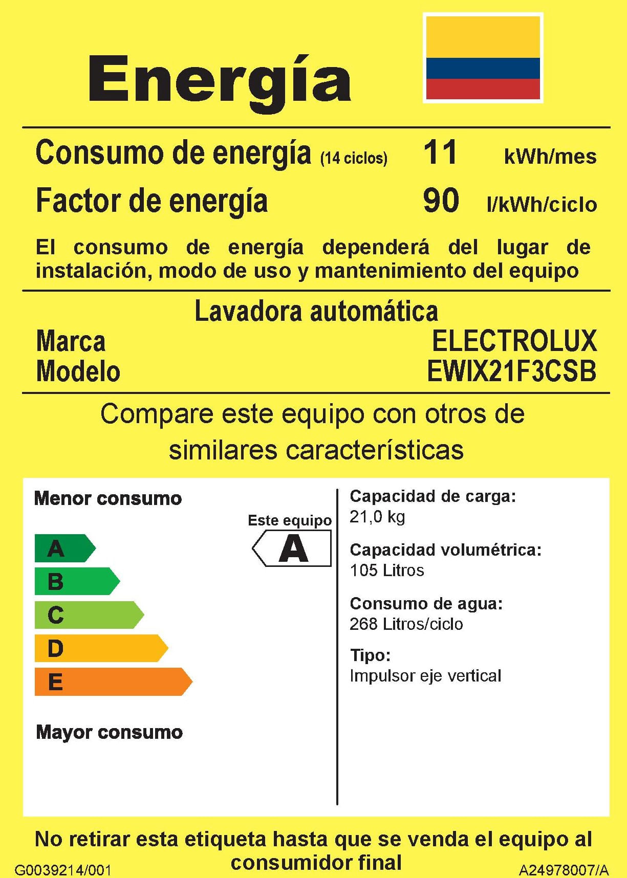 Lavadora Carga Superior 21kg Efficient Care EWIX21F3CSB Electrolux img #8