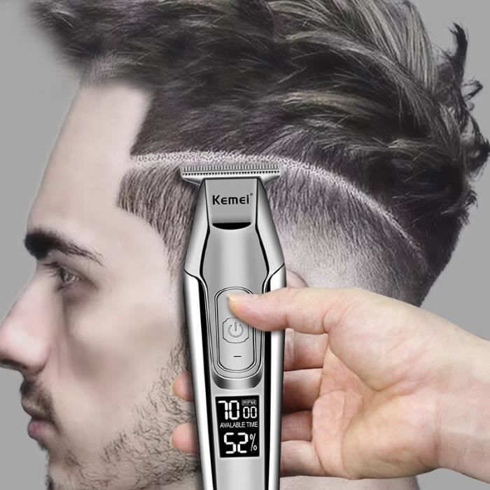 Cortadora de pelo recargable cortadora profesional con pantalla LCD de 0mm cortadora de barba calva Maquina para cortar cabello