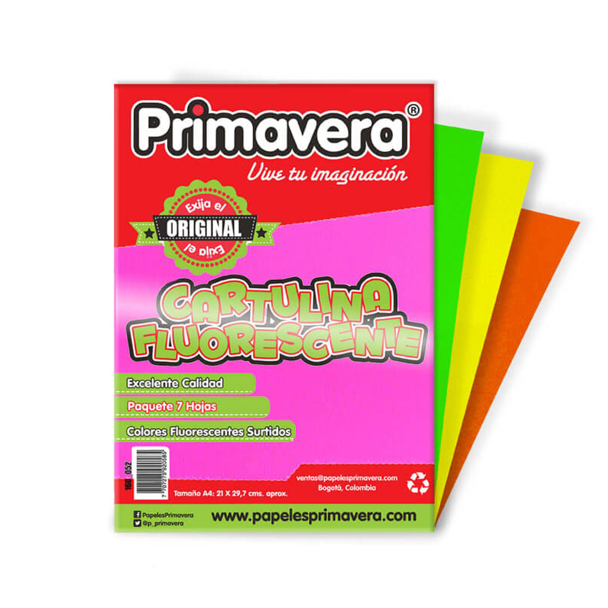 Cartulina Fluorescente Octavos Paq X 7 Und img #1