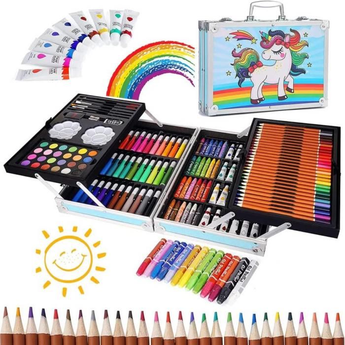 Set Kit Creativo Arte Dibujo Maleta Metálica X 145 Piezas