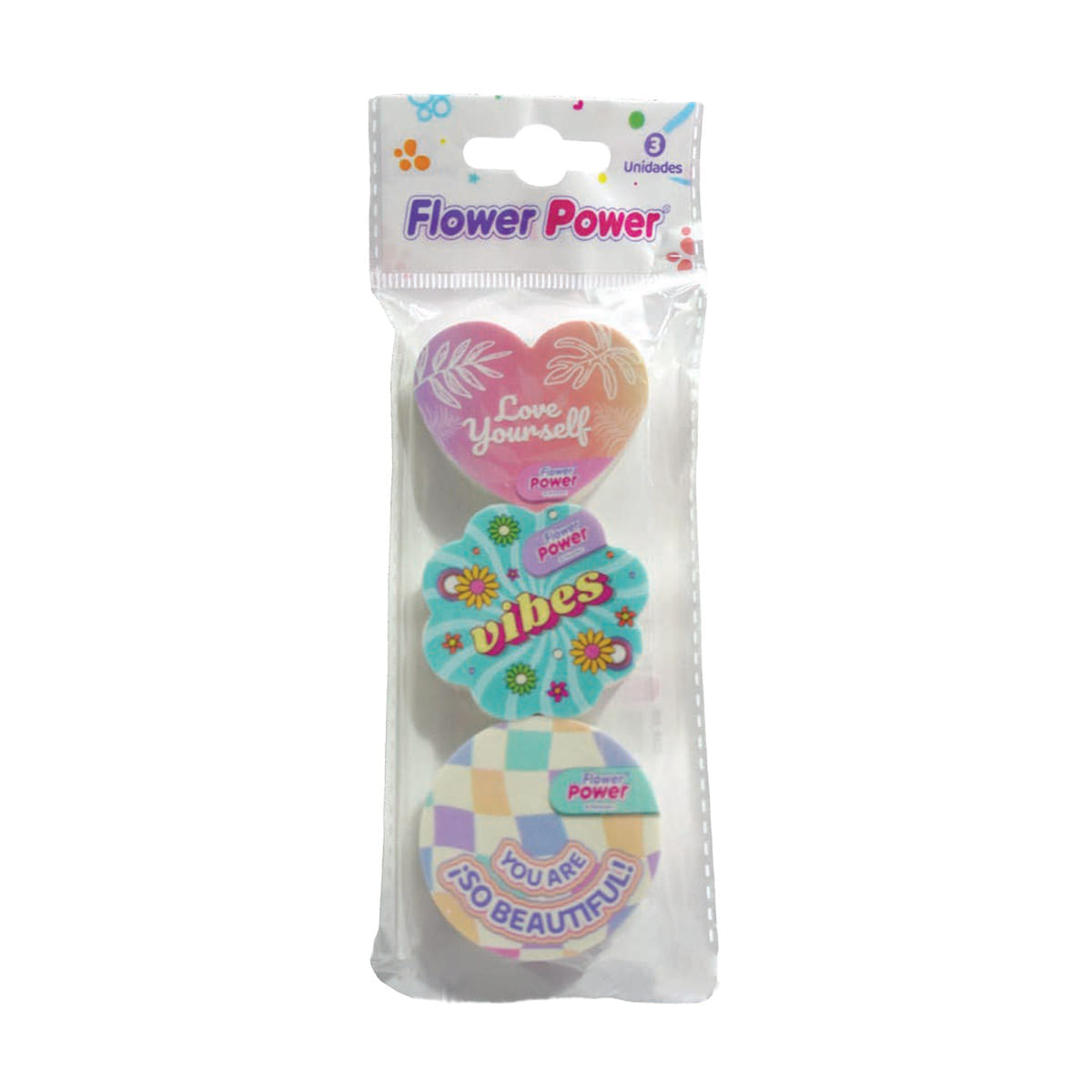 Borrador Flower Power Empaque x 3 img #1