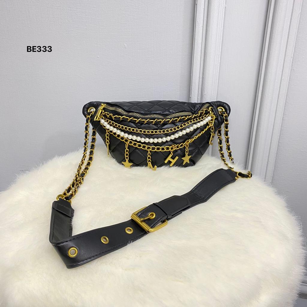 Bolso Incanta shoes Riñonera Negro Apliques Cadenas Be333 BE333
