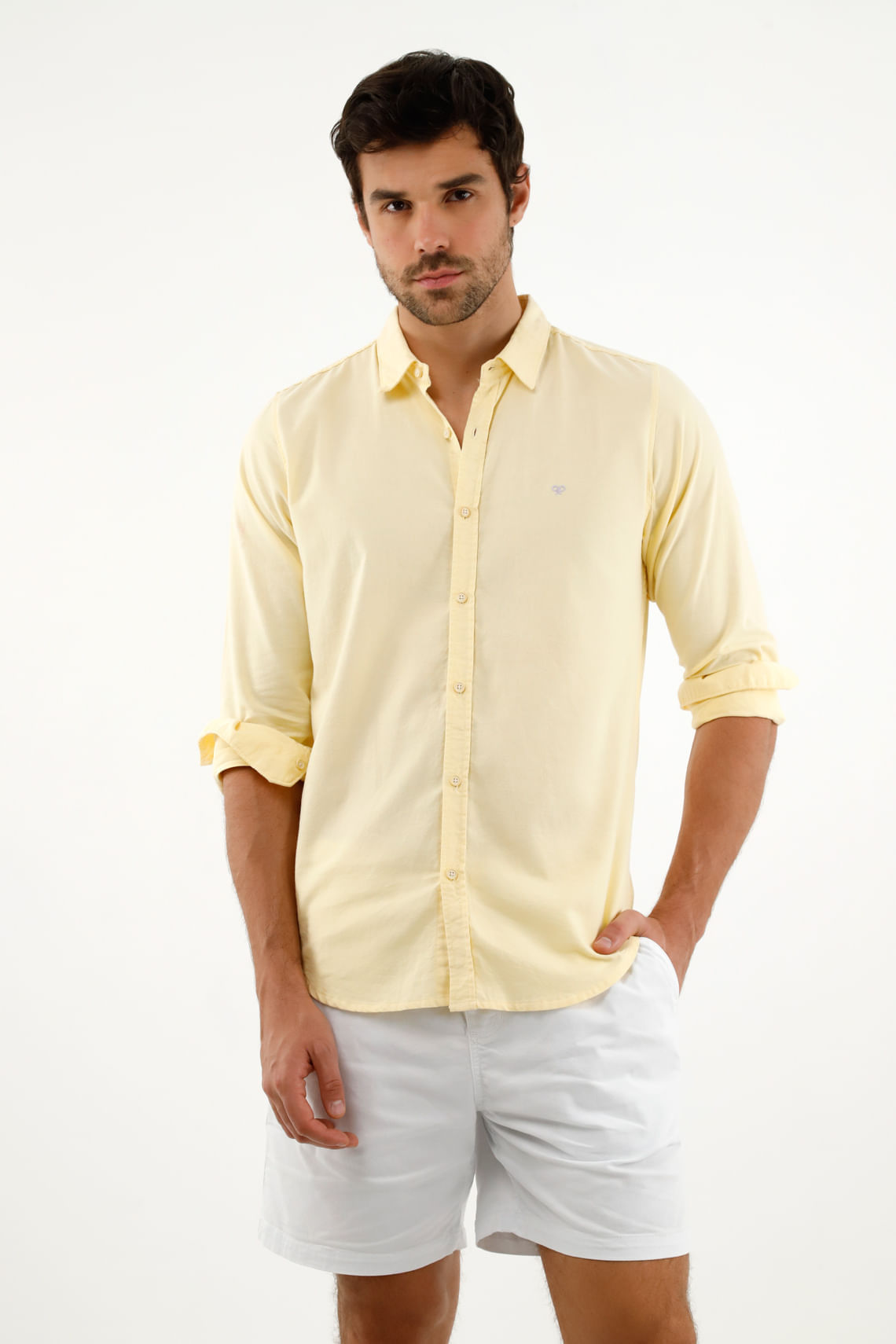 Camisa amarilla manga larga para hombre XS