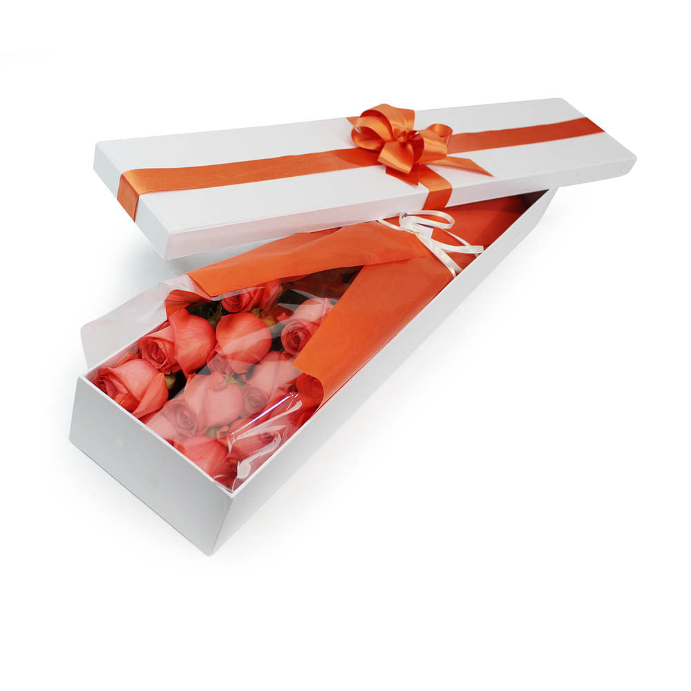 Caja 12 Rosas Naranjas img #1