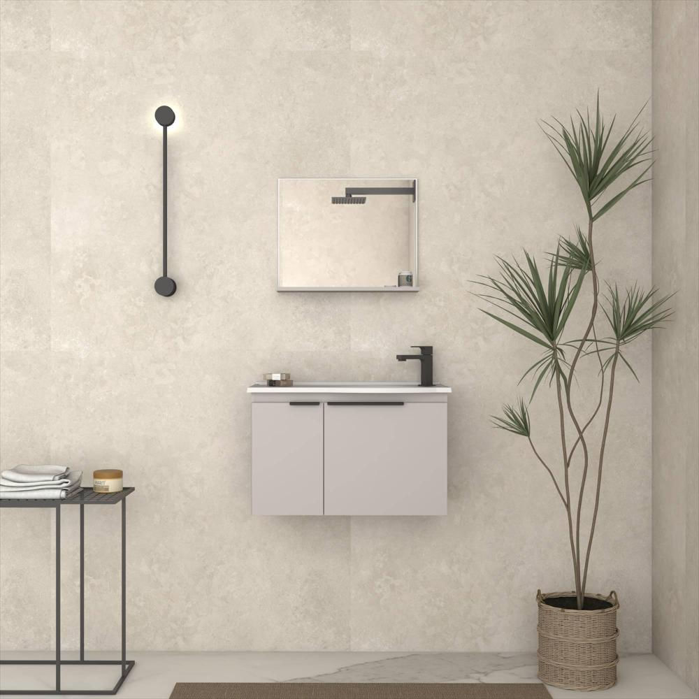 Mueble Para Baño Quartzo Nude Con Lavamanos Y Espejo