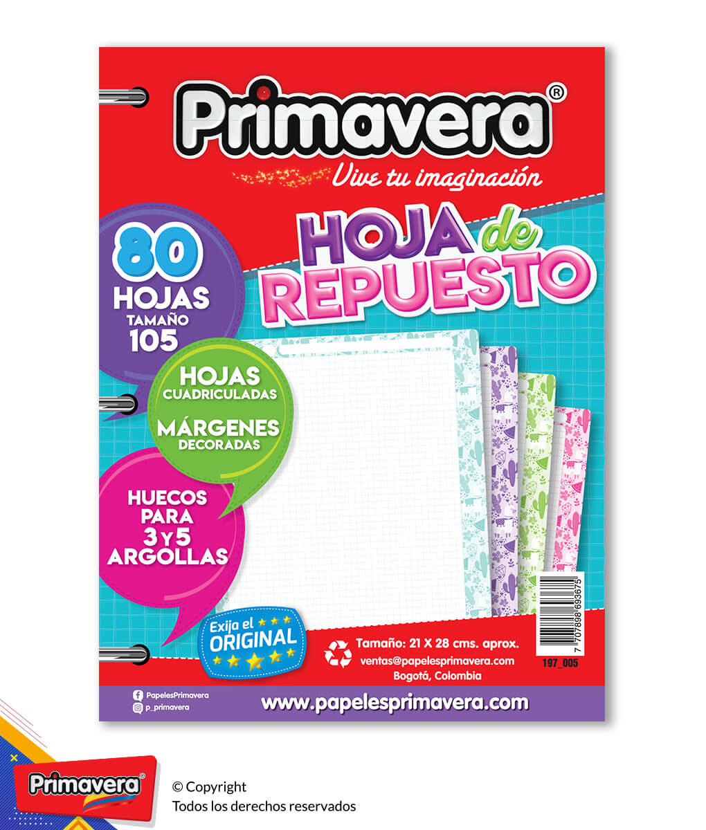 Hoja Repuesto X 80 Hojas Primavera Cuadros img #1
