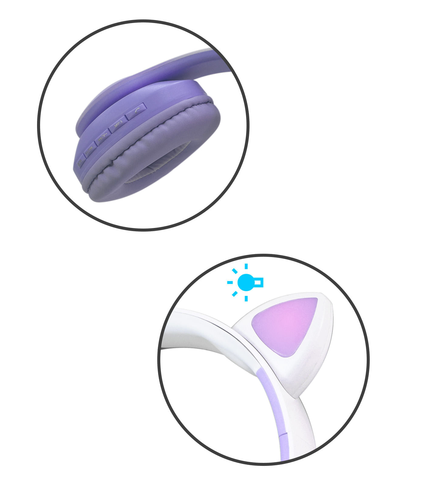 Diadema Inalambrica Diseño Gato Morada img #2