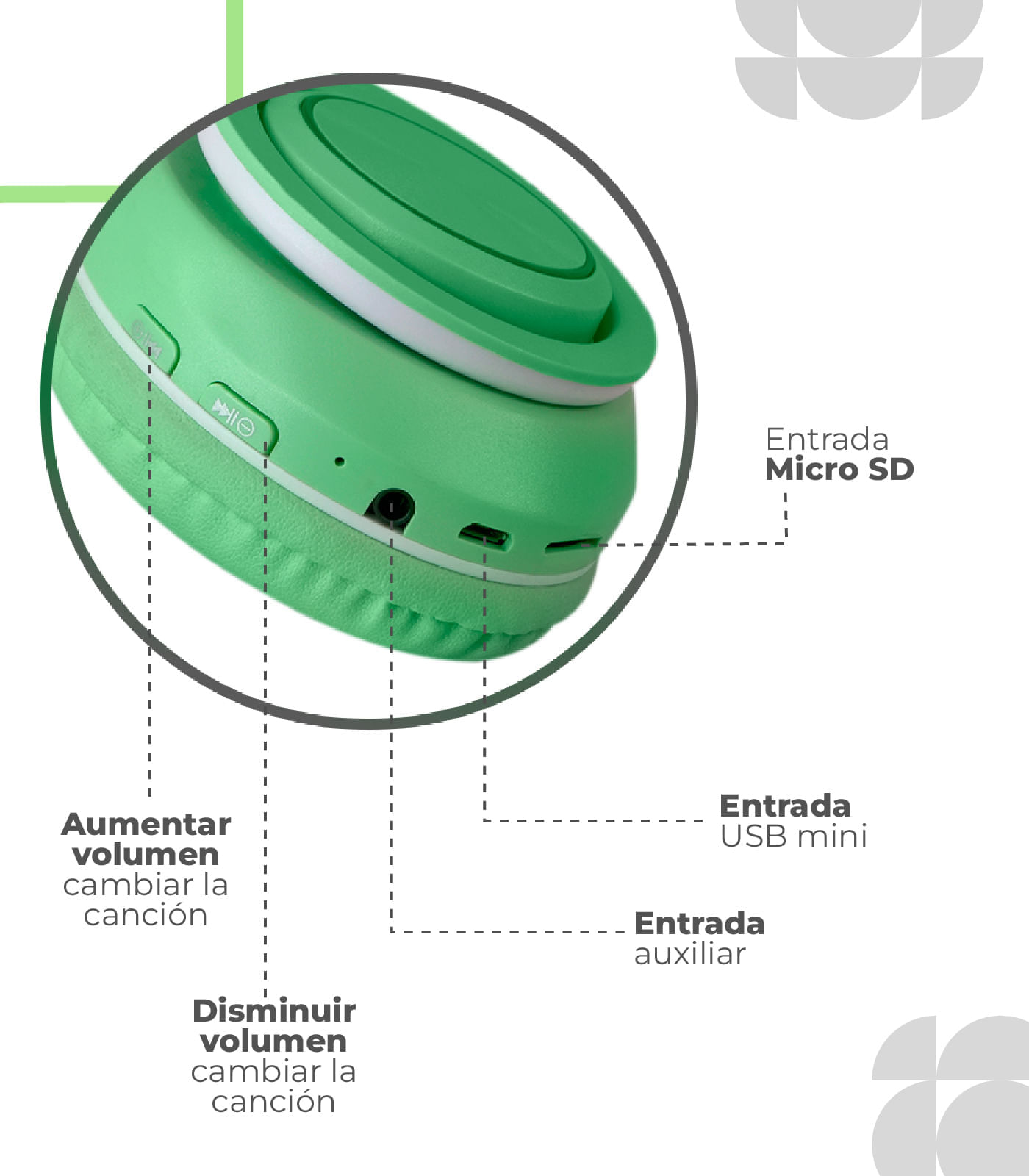 Diadema Inalambrica Bluetooth P39 Color Verde img #4