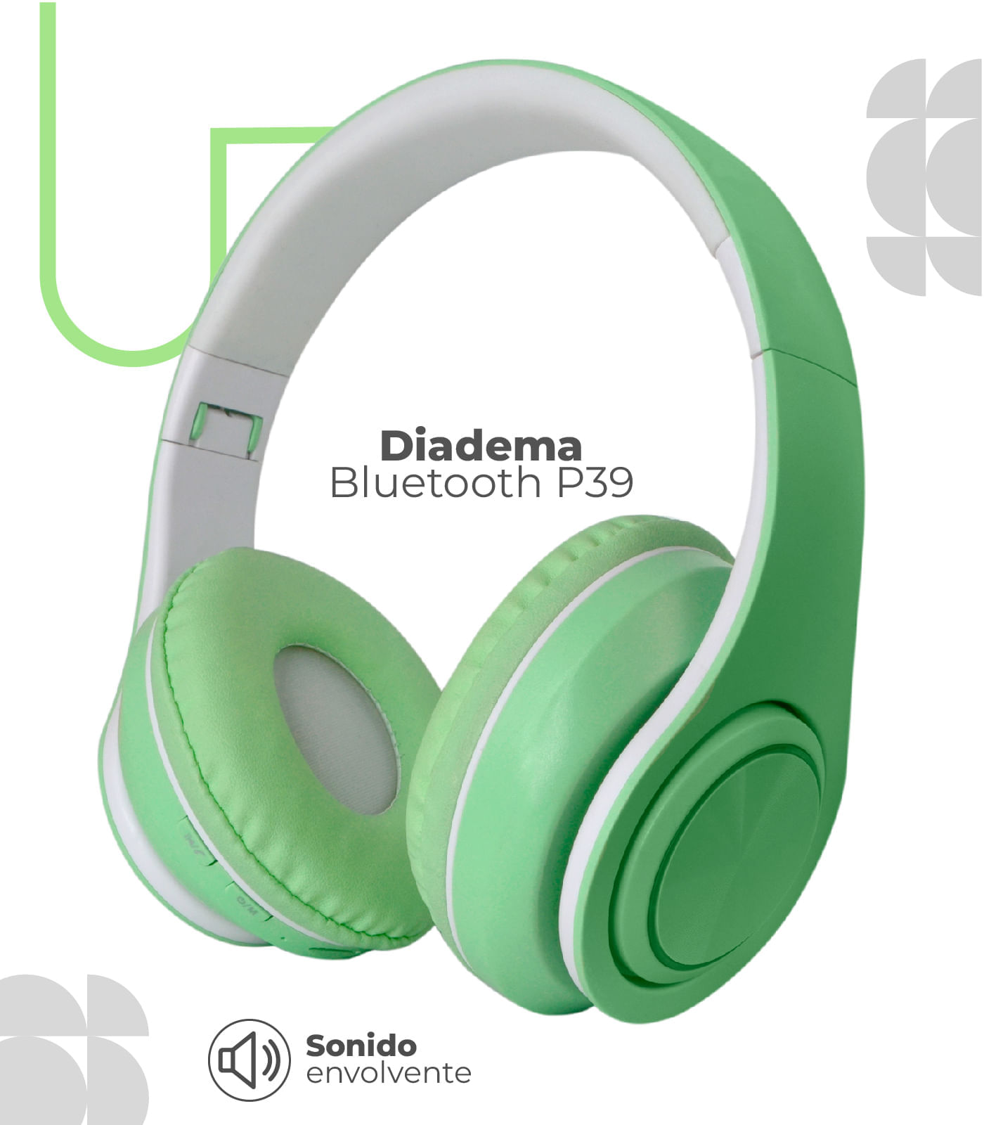 Diadema Inalambrica Bluetooth P39 Color Verde img #2