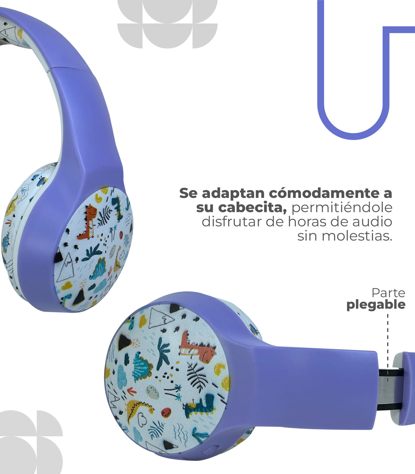 Diadema Inalambrica Bluetooth Con Diseños Color Violeta img #4