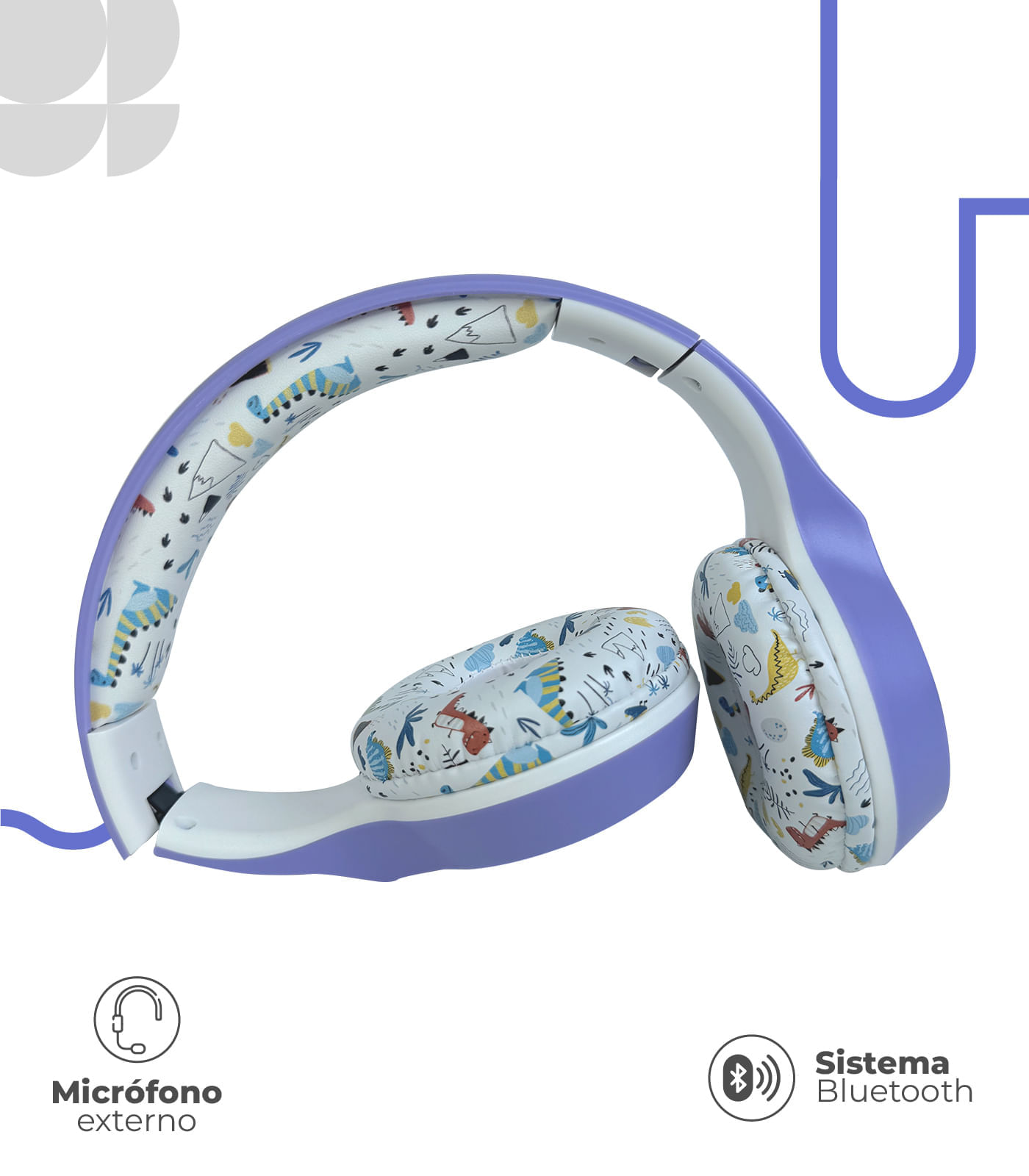 Diadema Inalambrica Bluetooth Con Diseños Color Violeta img #5
