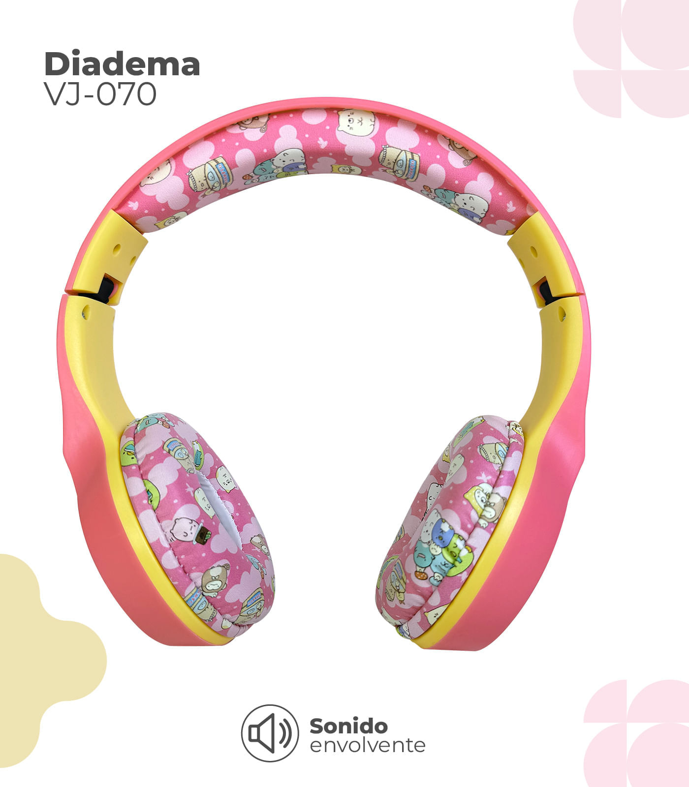 Diadema Inalambrica Bluetooth Con Diseños Color Rosa img #6