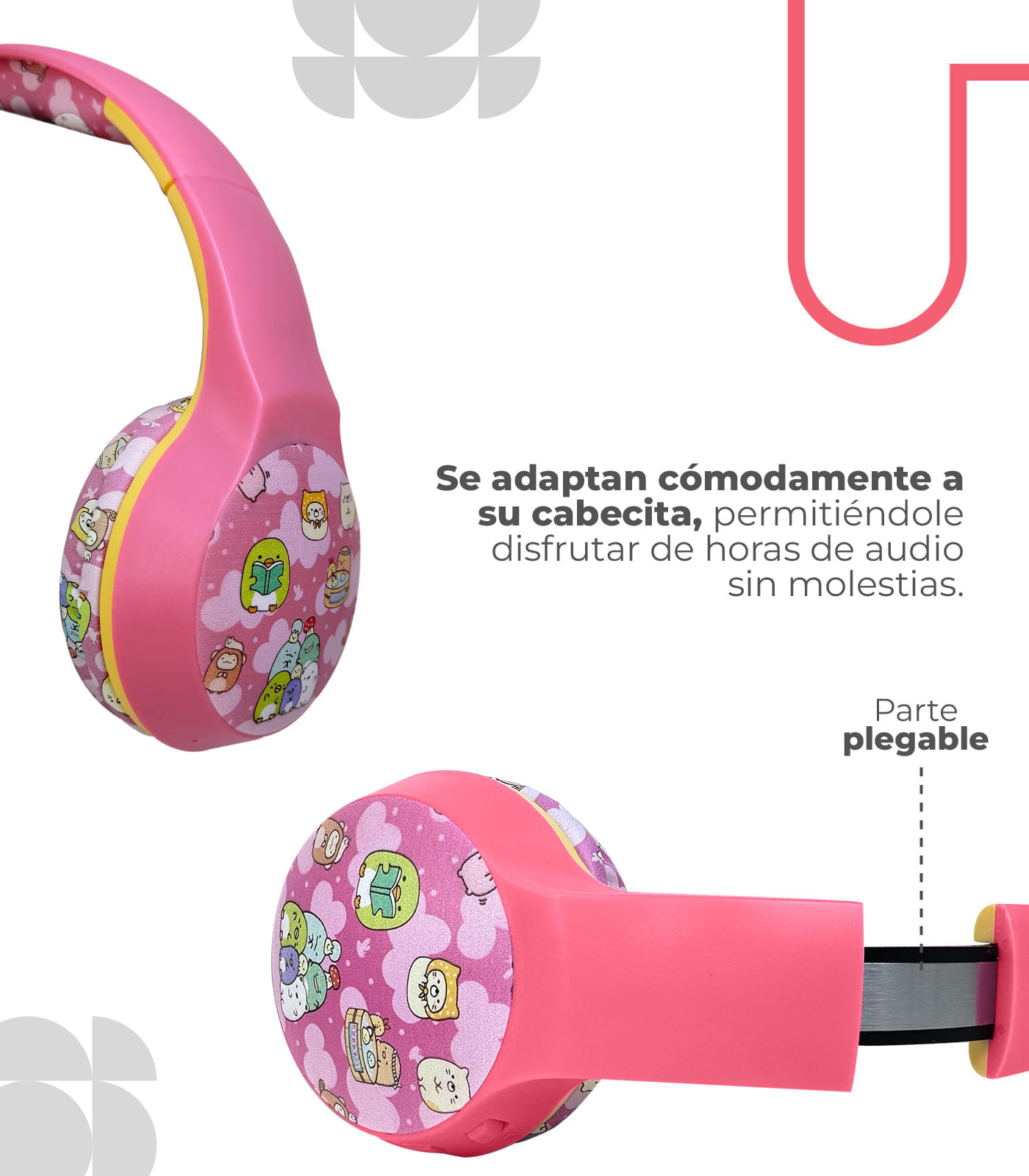 Diadema Inalambrica Bluetooth Con Diseños Color Rosa img #4