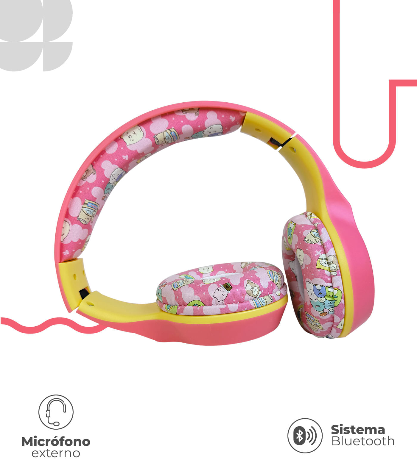 Diadema Inalambrica Bluetooth Con Diseños Color Rosa img #5