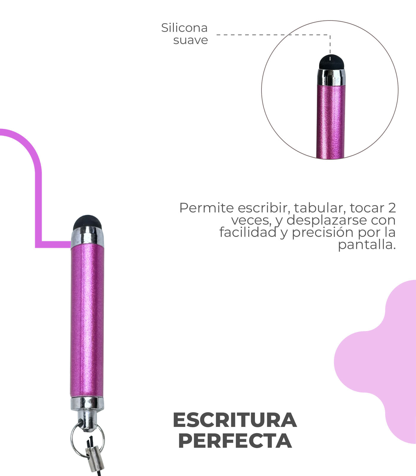 Lapiz Retractil Para Pantalla Color Fucsia img #3