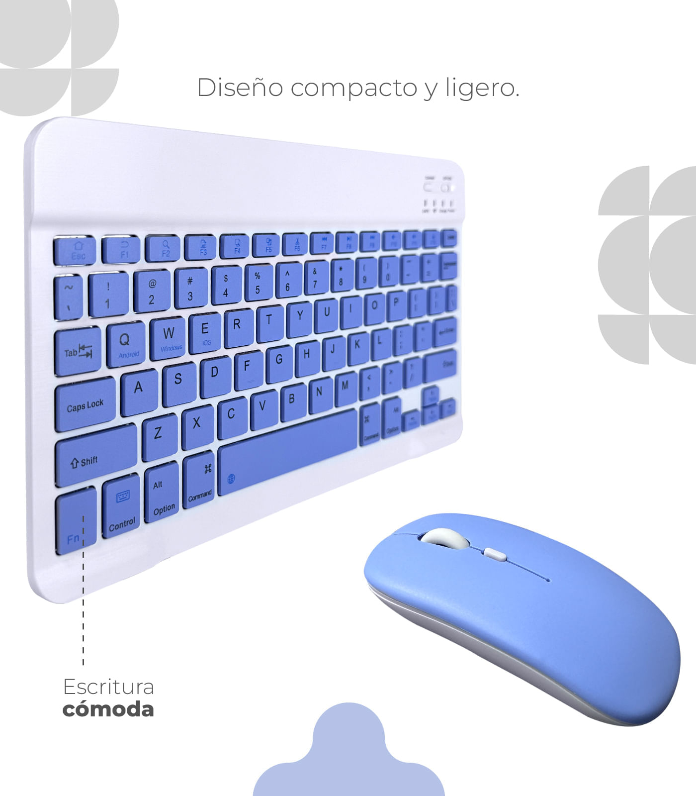 Kit Mouse y Teclado Inalambrico Diseño Color Verde Violeta img #3