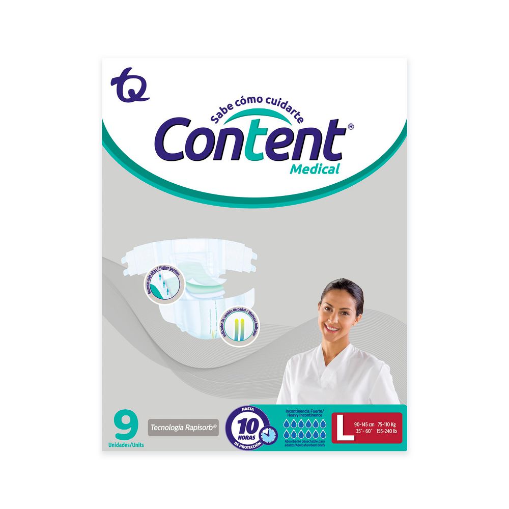 Pañales CONTENT adulto talla L teconología rapisorb (9  und) img #1