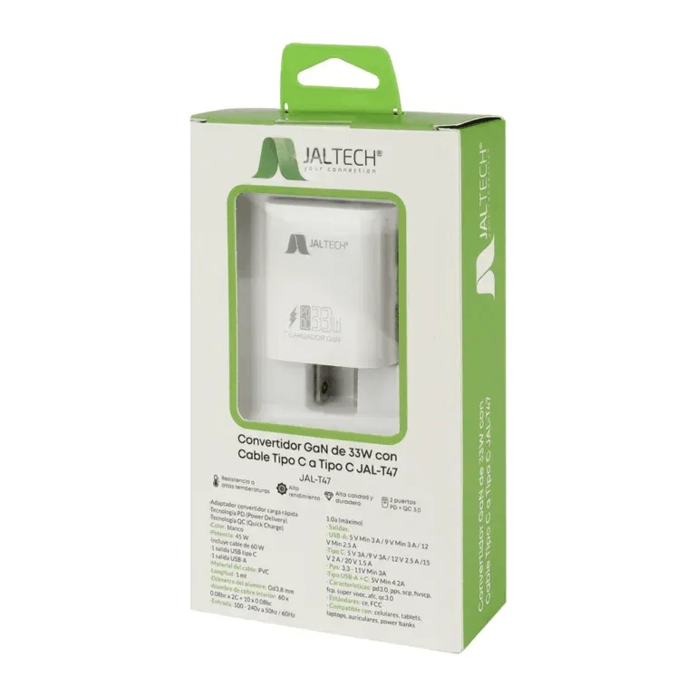 Cargador Jaltech Gan 33w Qc 3.0 Con Cable Ti img #5