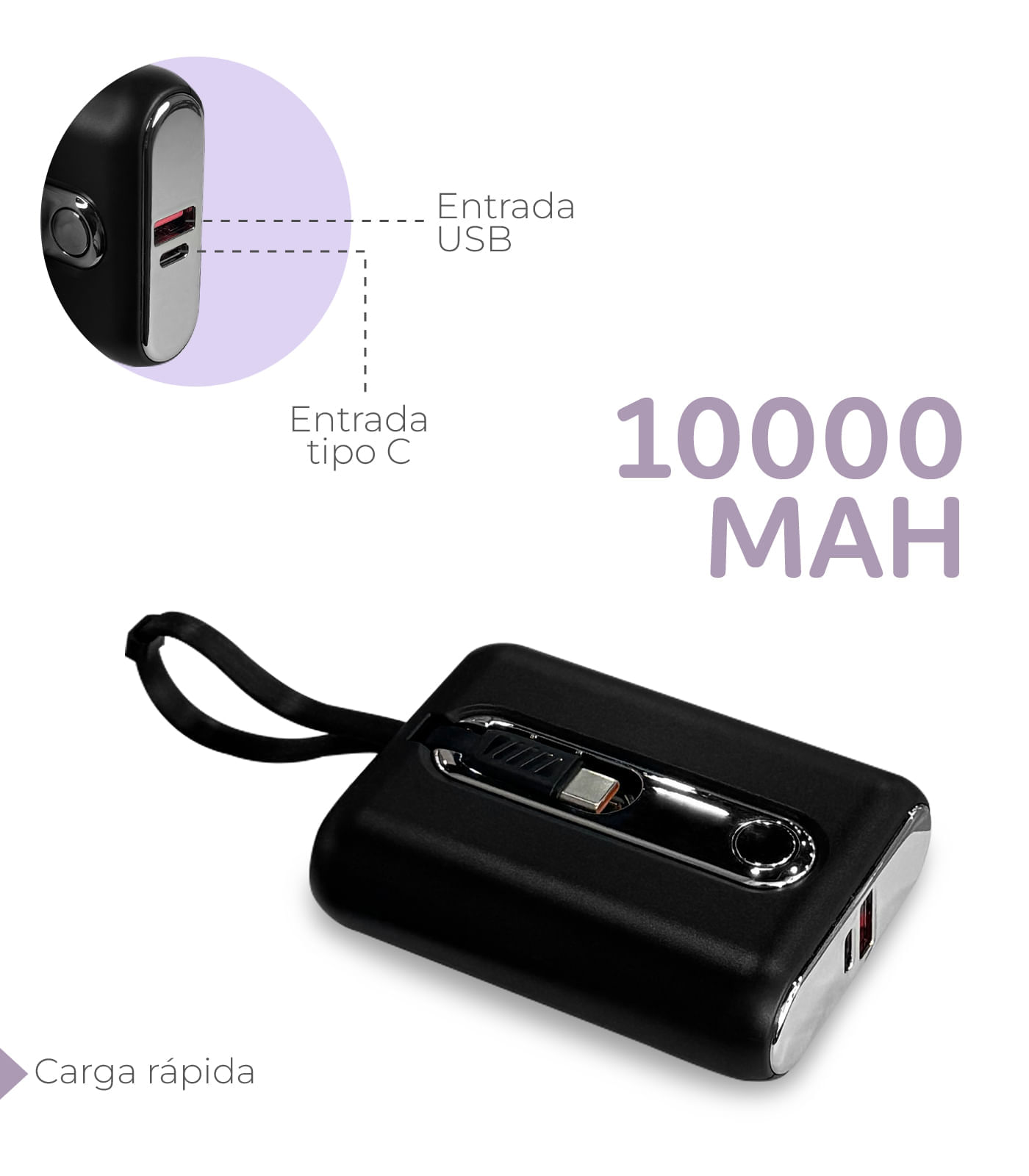 Power Bank De 10000 MH  K-A171 Negro img #4