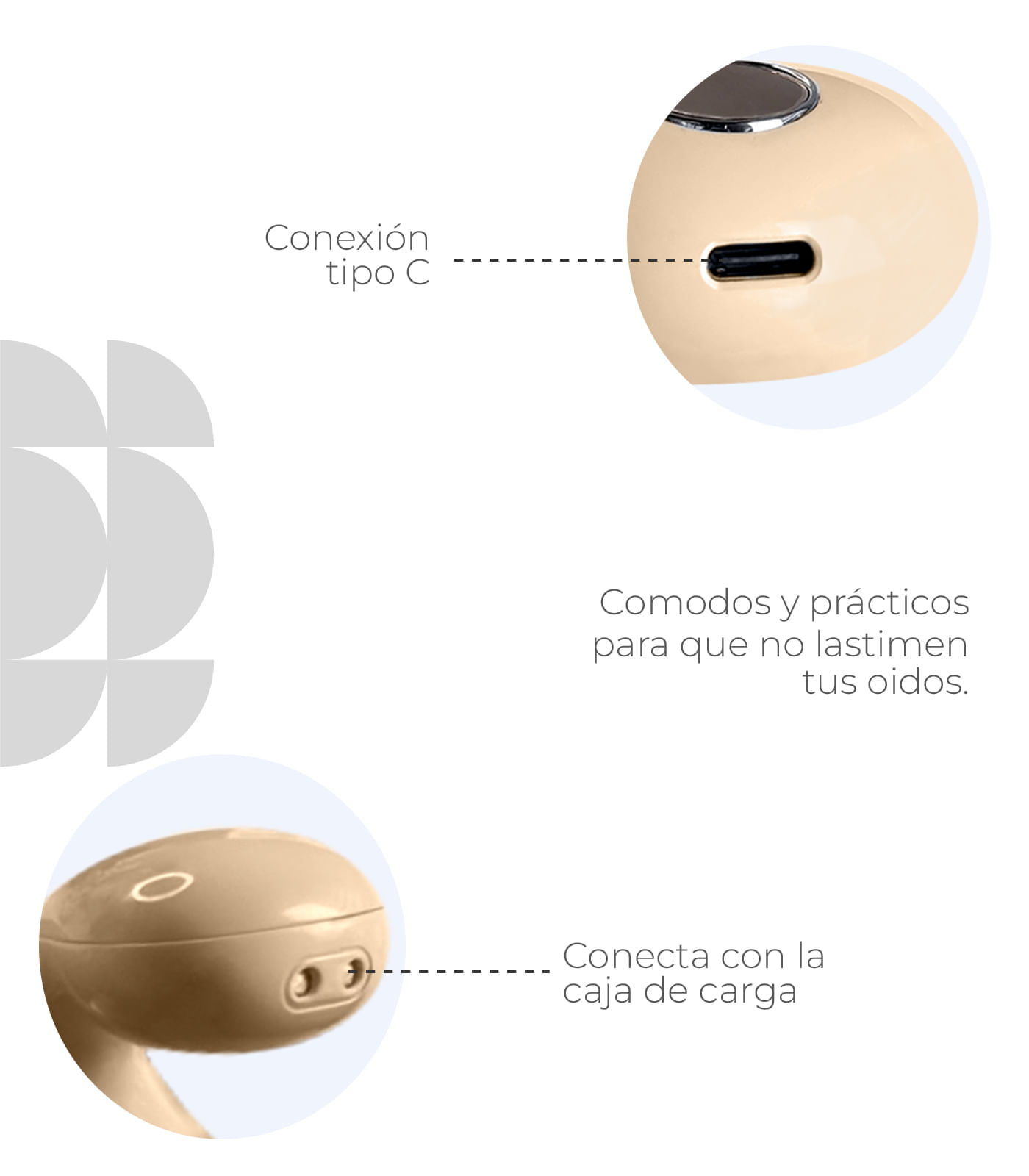 Audifonos Inalambricos TWS G23 Beige img #4