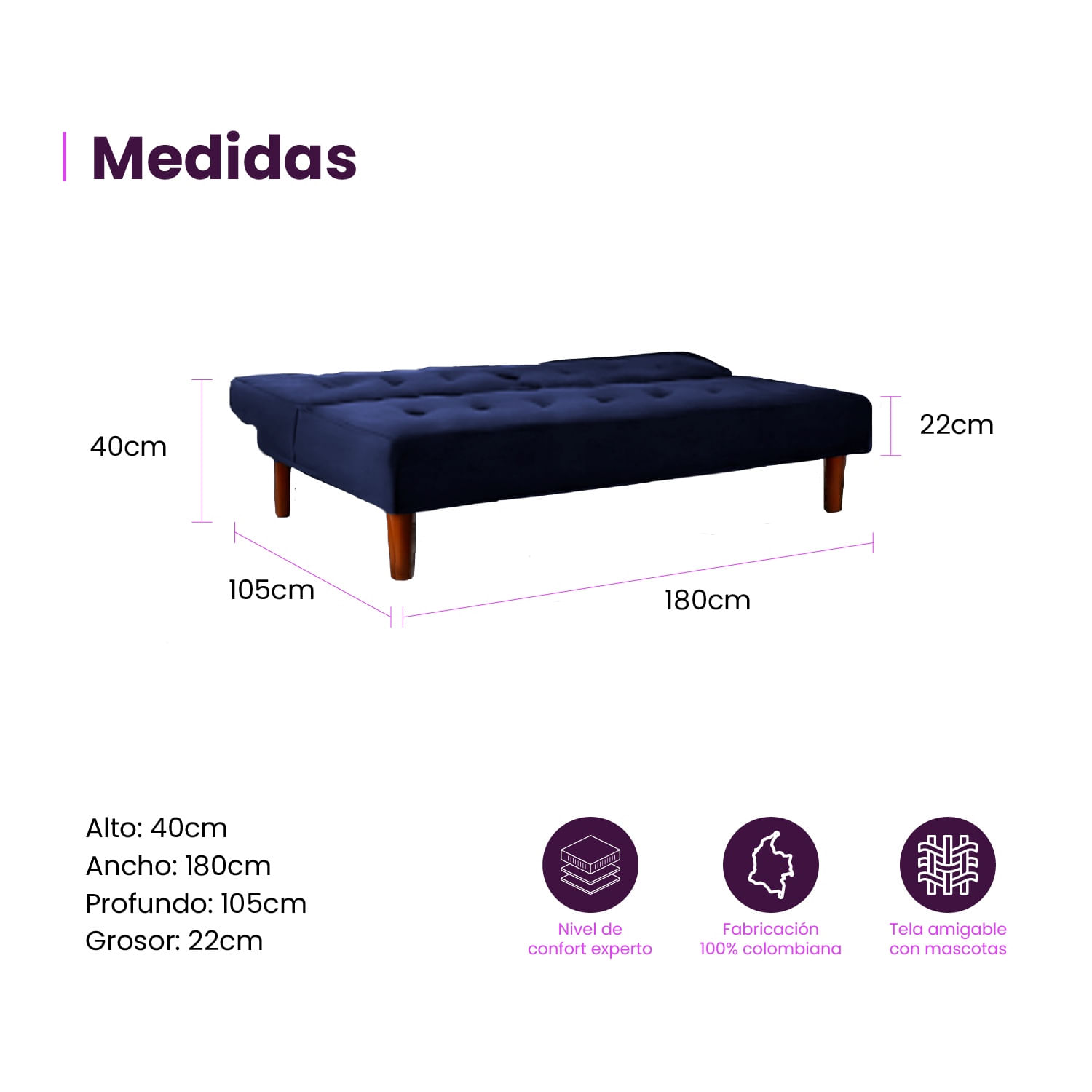 Sofa Cama Trevor Azul Indigo-1745583041206