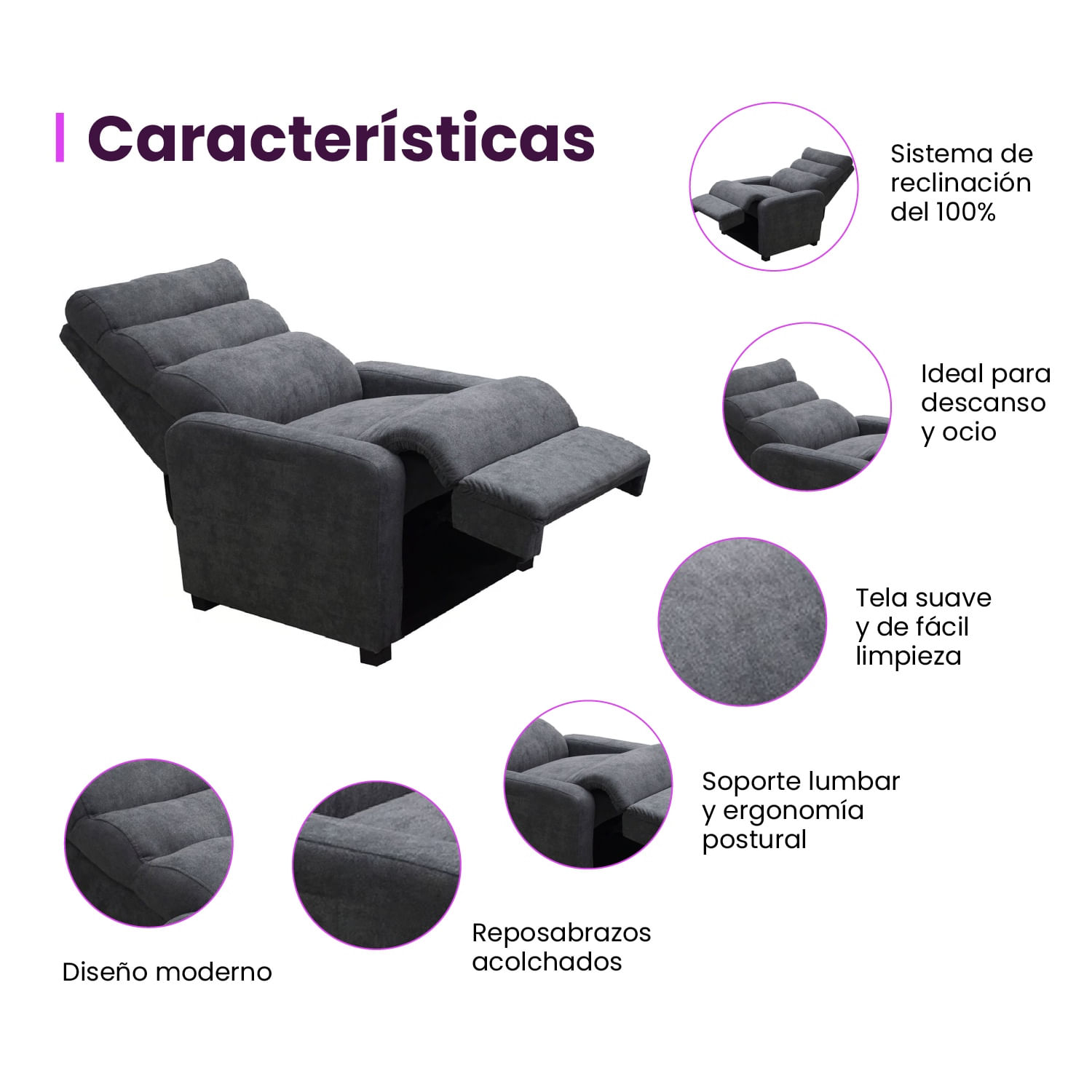 Silla Reclinable Hc Odin Gris-1745583279324