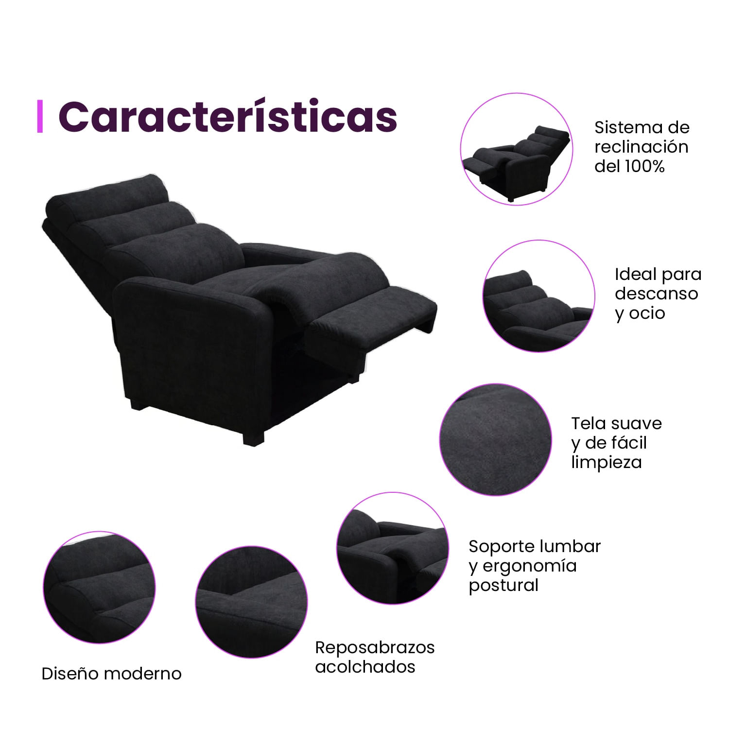 Silla Reclinable Hc Odin Negro-1745583462342