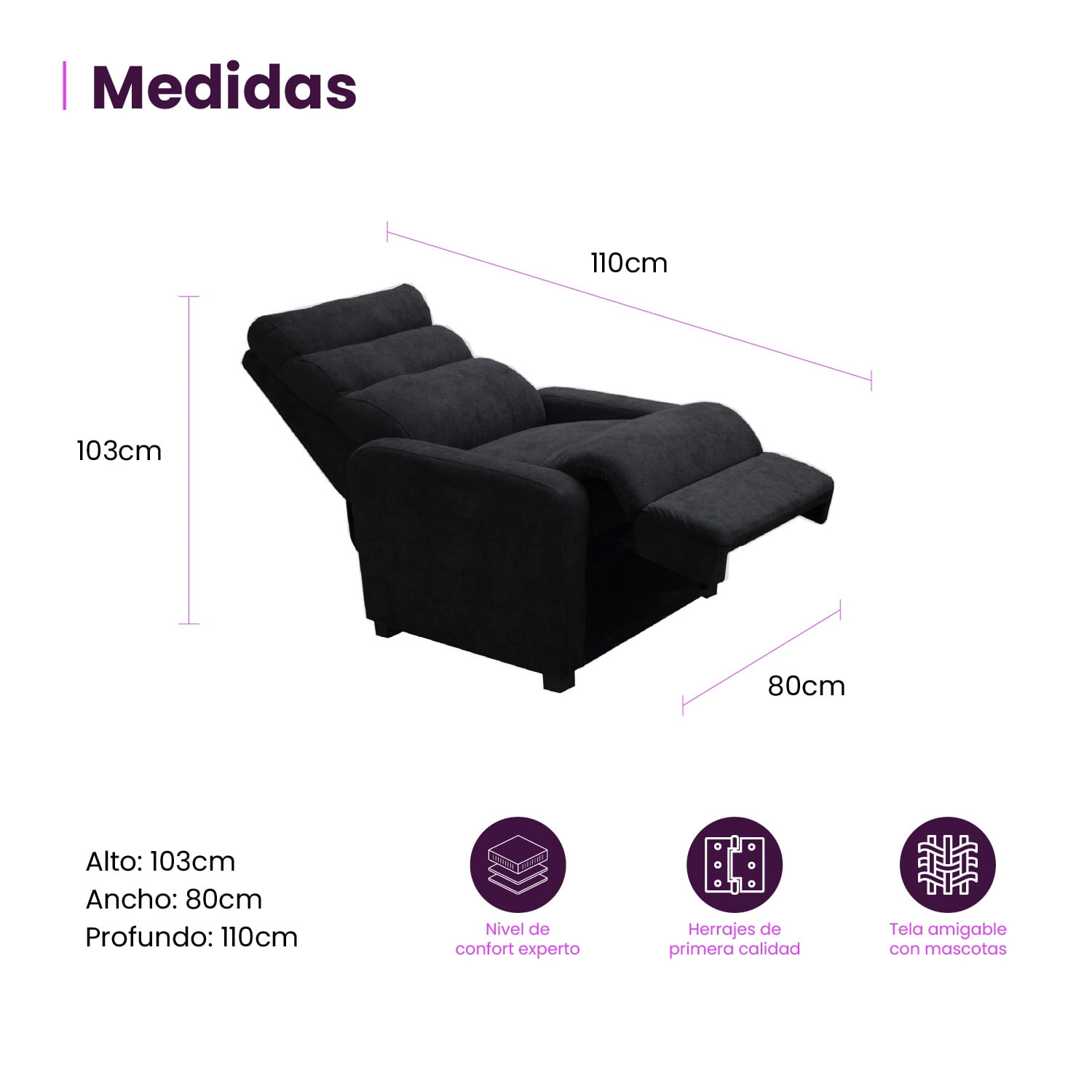 Silla Reclinable Hc Odin Negro-1745583463540