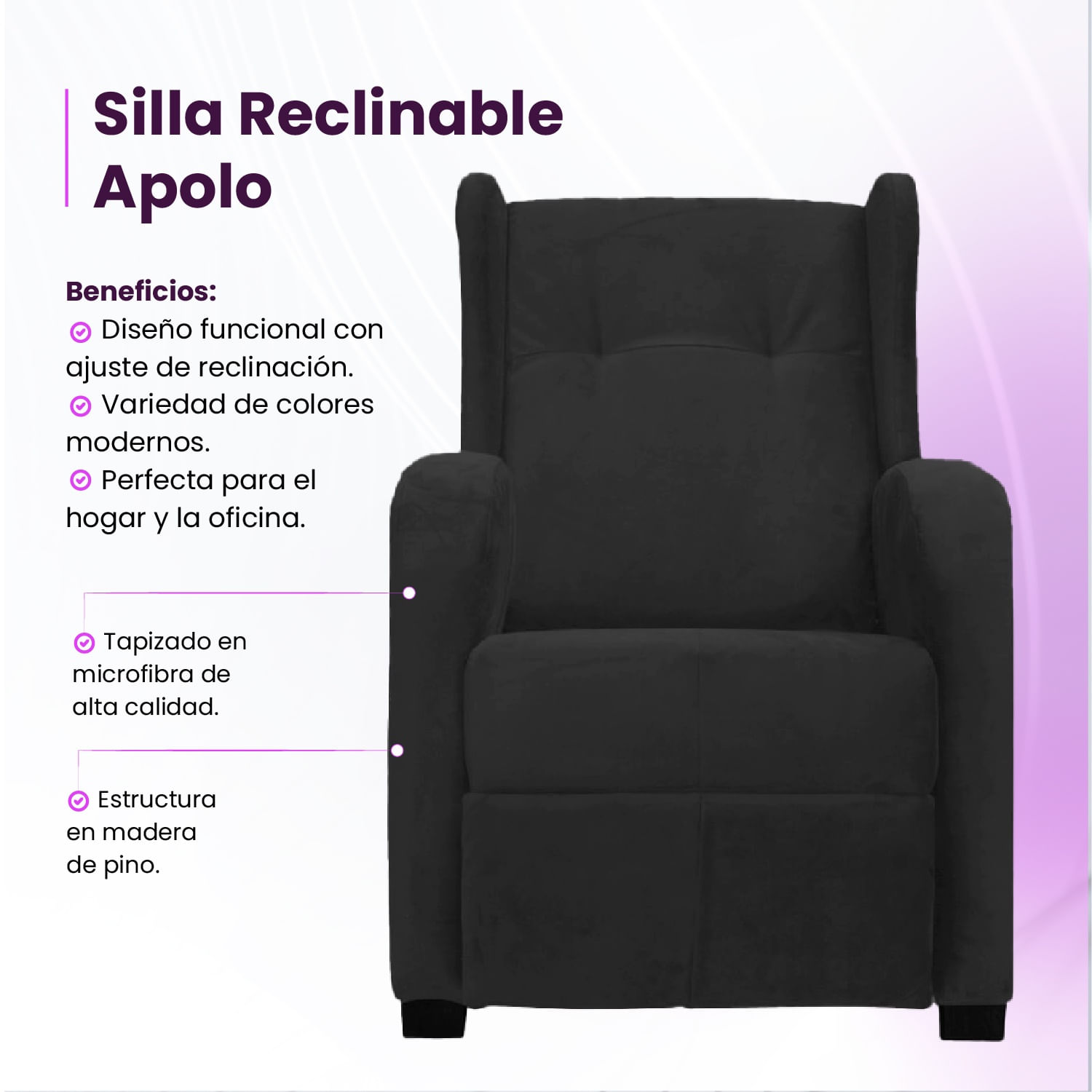 Silla Reclinable Hc Apolo Negro-1745583961124