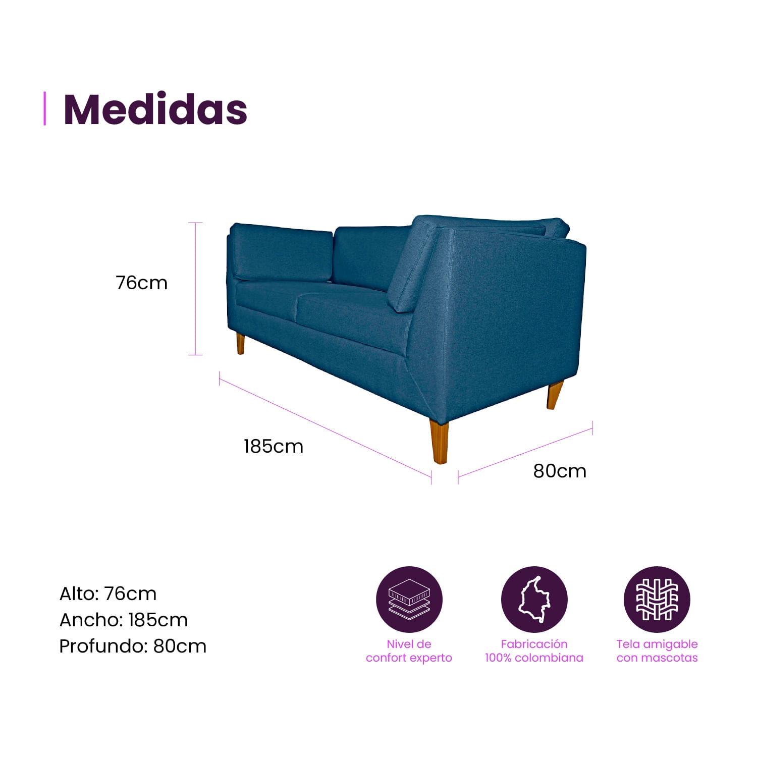 Sofá 3 Puestos Gales Azul Indigo-1745585561270