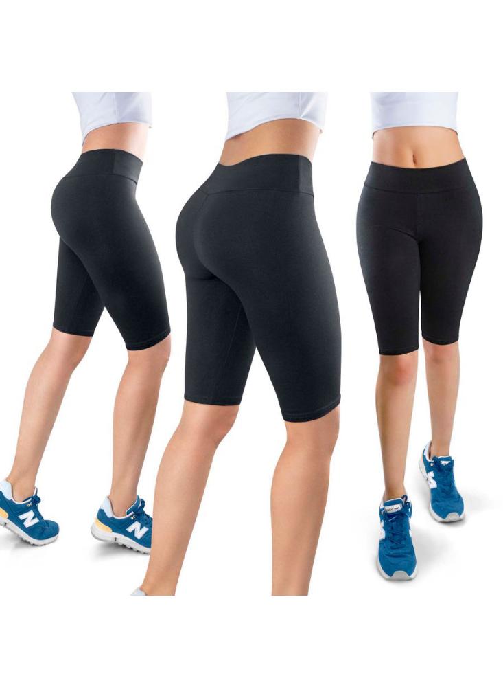 Tres Licras arriba de la rodilla Mujer Running Algodón Thin Happy M negro