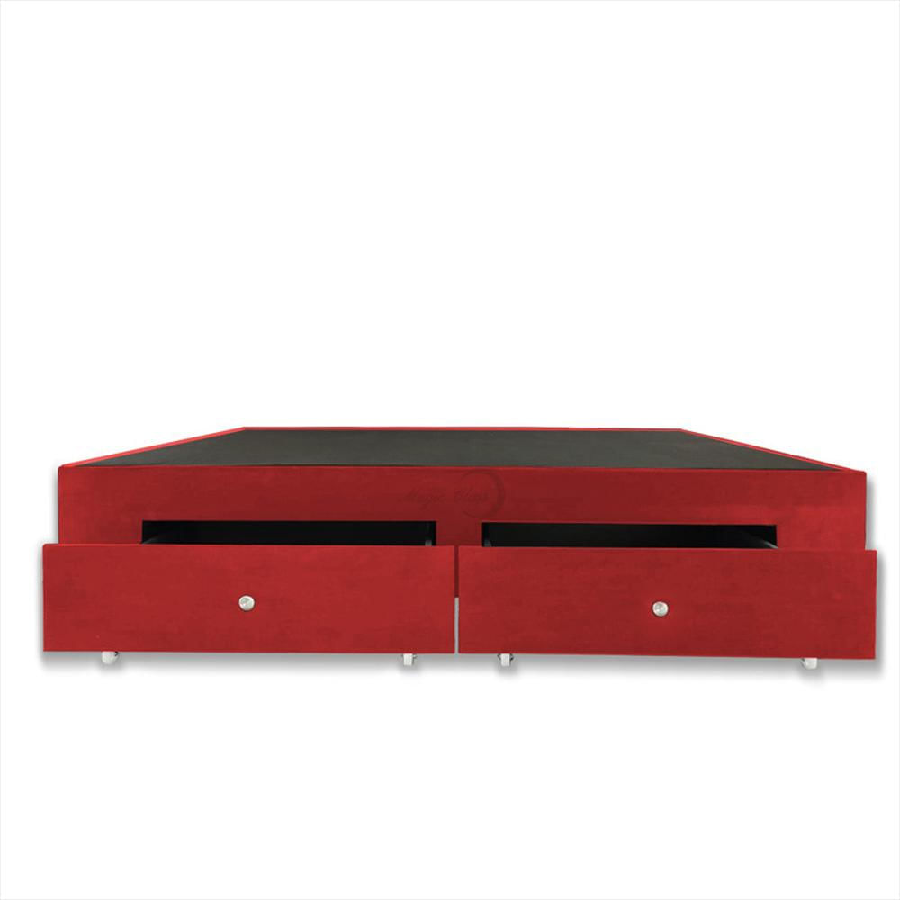 Base Cama Magic Class Con Cajones 140X190 Microfibra Rojo img #1