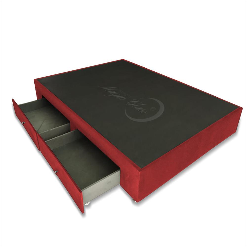 Base Cama Magic Class Con Cajones 140X190 Microfibra Rojo img #2